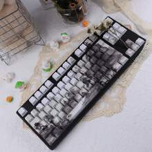 126-Key Chinese Mountainous Landscape Print PBT Keycaps Set, Heat Sublimation, Wear-Resistant, Comfortable - Black and White - View 10