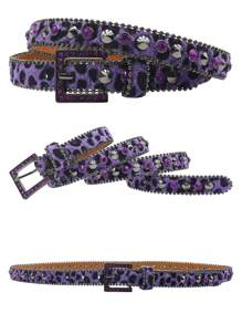 Women Fashion Rivet Rhinestone Studded Casual Belt, Men Street Punk Hip Hop Style PU Leather Plus Size Waist Belt For Jeans Halloween Fall, Autumn, Halloween