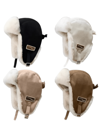 1 Stück Outdoor einfarbige Fleece Ohrenschutz Trappermütze, geeignet für Outdoor-Radfahren und täglichen Gebrauch, unisex Retro Fliegermütze, ideales Geschenk für Herbstdekoration