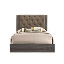 Gray Modern Comfort King Bed With Fabric And Rustic Style