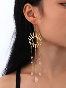 1 Pair Women's Star, Moon, Butterfly, Cloud, Eye, Crystal Teardrop, Mushroom Tassel Drop Earrings, Suitable For Daily And Party Wear