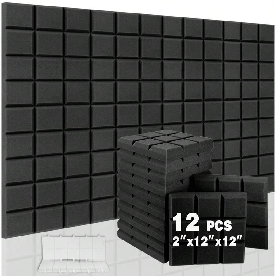 1Pc, 12Pcs, 24Pcs, 12x12x2 Inches Sound Proof Wall Panels Acoustic Foam