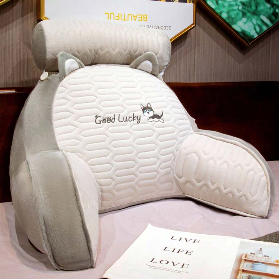 Pillow With Armrest, Reading Pillow, Pillow For Sitting On The Bed, Large Back Pillow For Waist Support, Headboard Cushion Soft Bag, Large Cushion For Living Room Sofa, Reading Bedroom And Home Decoration - 灰哈士奇 - 查看 1