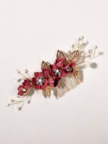 2/3/4 piezas Pasador de pelo con flores y perlas de imitación para mujer, y 1 peineta para bodas, fiestas, tocados estilo bohemio