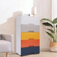 Cómoda con 5 cajones, armario alto para ropa, almacenamiento de prendas, moderno gabinete para dormitorio para el hogar - Multicolor - Ver 2