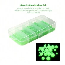 Caja de 1000 piezas de bolas para detener la línea de pesca, bolas de pesca multicolores con forma de diamante que brillan en la oscuridad para pesca nocturna, accesorios para aparejos de pesca.