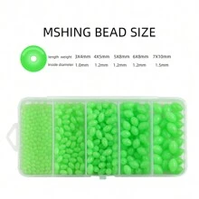 Caja de 1000 piezas de bolas para detener la línea de pesca, bolas de pesca multicolores con forma de diamante que brillan en la oscuridad para pesca nocturna, accesorios para aparejos de pesca.