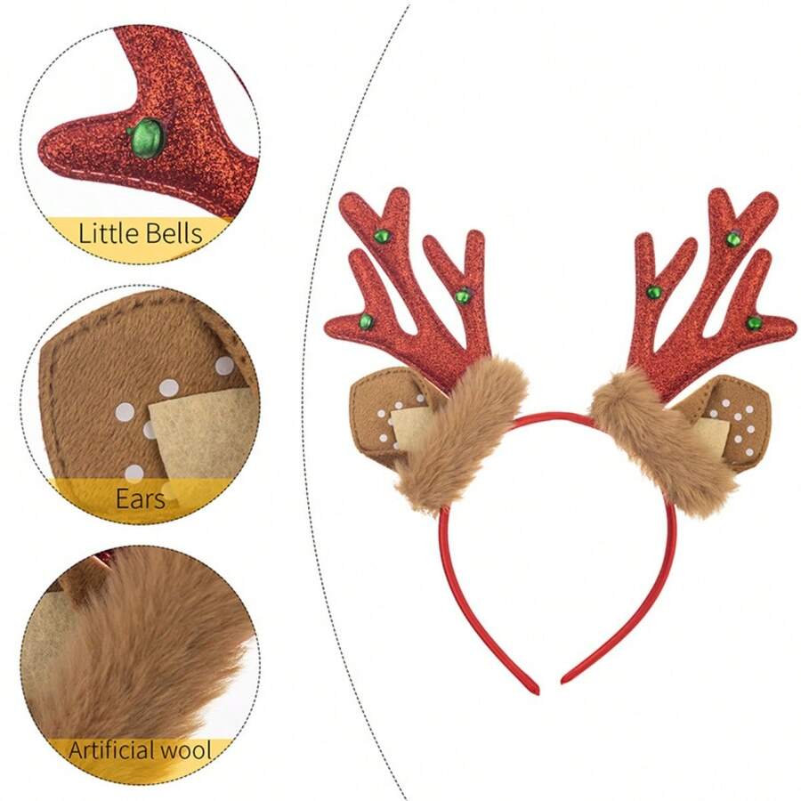 1 Miếng Băng đô sừng hươu bột hành lá Giáng sinh, Băng đô sừng hươu đầu tuần lộc Giáng sinh, Trang điểm tiệc ngày lễ, Băng đô nhung, Đồ trang trí Giáng sinh, Quà tặng Giáng sinh - Nhiều màu - Xem 1