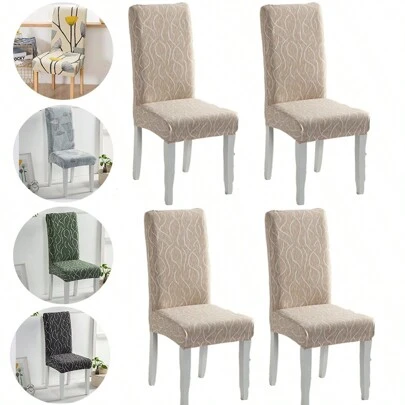 1/2/4/6pcs Milk Silk Stretch Chair Covers, Dining Chair Decorative Slipcovers