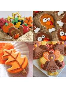 1 peça de peru de ação de graças, esquilo, molde cortador de biscoitos de folha de bordo, suprimentos de panificação para uso doméstico, estilo de prensa, desenho animado, natal, cranberry, pequeno, biscoito, pão, ferramentas de corte