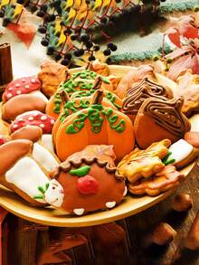 1 peça de peru de ação de graças, esquilo, molde cortador de biscoitos de folha de bordo, suprimentos de panificação para uso doméstico, estilo de prensa, desenho animado, natal, cranberry, pequeno, biscoito, pão, ferramentas de corte