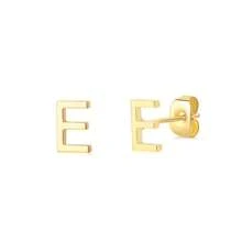 1 par de brincos de aço inoxidável com letras iniciais para mulheres, brincos de cor dourada, brincos de piercing, joias da moda para presente de Natal
