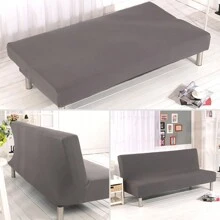 Armless Sofa Bed Cover Stretch Futon Covers Slipcover Full Size Folding Sofa Couch Futon Furniture Protector Cover Folding Sofa Bed Cover Armless Sofa Elastic Couch Lounge Protector Slipcovers - Xám - Xem 1
