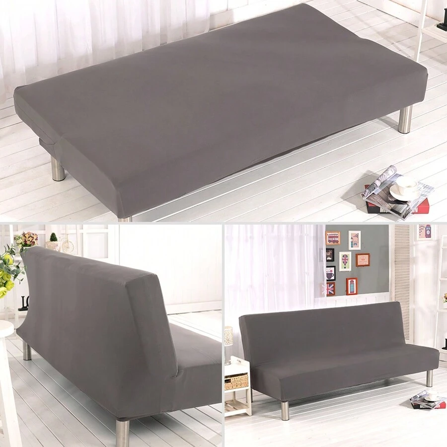 Armless Sofa Bed Cover Stretch Futon Covers Slipcover Full Size Folding Sofa Couch Futon Furniture Protector Cover Folding Sofa Bed Cover Armless Sofa Elastic Couch Lounge Protector Slipcovers - Xám - Xem 1