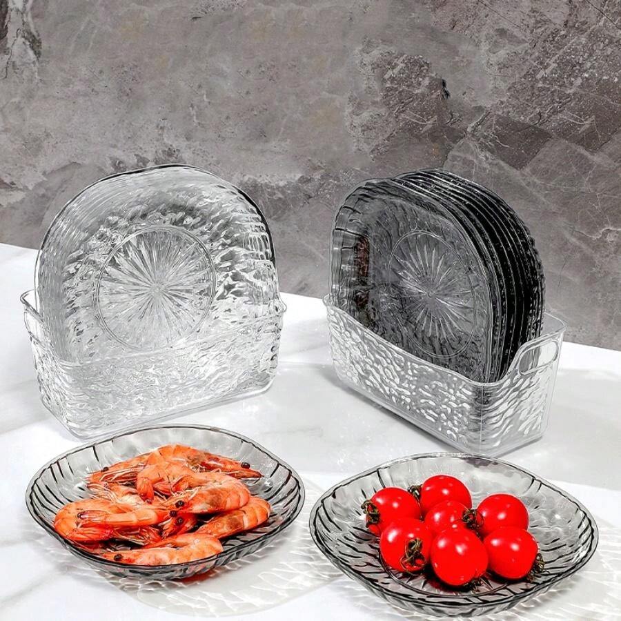 Luxury Pet Food Serving Plates Set, Plastic Snack Dish For Bones, Dry