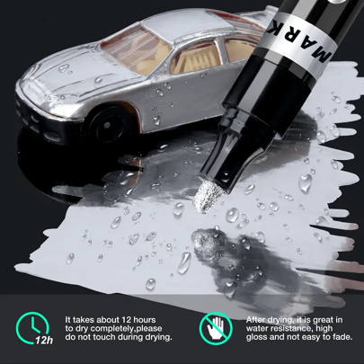 1pc/6pcs Silver Art Mirror Marker Pen, Metallic Silver Reflective Glossy Finish, Permanent Bronze Touch-Up Repair Paint Marker For Models, Rocks, Metal, Glass, Plastic, Water-Resistant Back To School