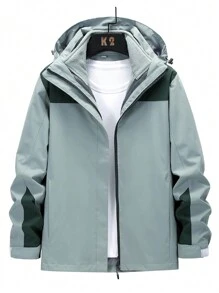 YOMEGO 女士三合一防水防风冬季夹克，带保暖衬里的滑雪外套，时尚可拆卸女式连帽外套，非常适合户外探险、慢跑、徒步旅行、露营 - 綠色 - 查看 4