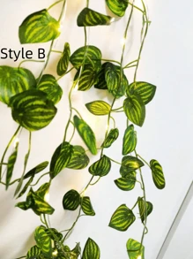 5PCS 20LED/2M,50LED/5M,100LED/10M String Light Fake Vines For Room Decor, Artificial Ivy Garland Hanging Plants Faux Greenery Leaves Bedroom Aesthetic Decor For Home Garden Wall Wedding