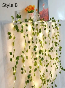 5PCS 20LED/2M,50LED/5M,100LED/10M String Light Fake Vines For Room Decor, Artificial Ivy Garland Hanging Plants Faux Greenery Leaves Bedroom Aesthetic Decor For Home Garden Wall Wedding