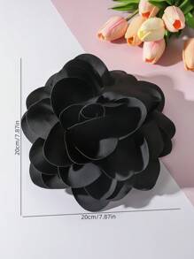 1pc Handmade Vintage French Style Oversized Faux Flower Pin, Unique Elegant Rose Design Brooch/Clip, Versatile For Daily And Evening Wear For Women Valentines,Mom,Mother,Mother's Day,Gift - Black - View 2