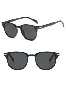 1pc Full Frame Men's Fashionable Glasses, And Personalized Street Photography Glasses, European And American Glasses Halloween For Summer Beach Vacation,Outdoor,Travel - Xám - Xem 3