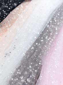 1 mảnh vải tuyn sequin hình ngôi sao bạc kim loại dùng để may trang phục sân khấu tự làm, váy công chúa, mũ đội đầu - Nhiều màu - Xem 5