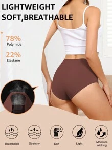 6 pièces/paquet Culottes de maintien sans couture à taille haute élastique fine pour femmes, confort toute la journée - Multicolore - Voir 5