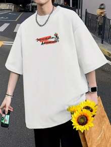 Interstellar Adventure Oversized T-Shirt (FRONT) AND (BACK) Men Women Cotton Shirt Reinforced Stitching Unisex StreetWear - 白色 - 查看 2