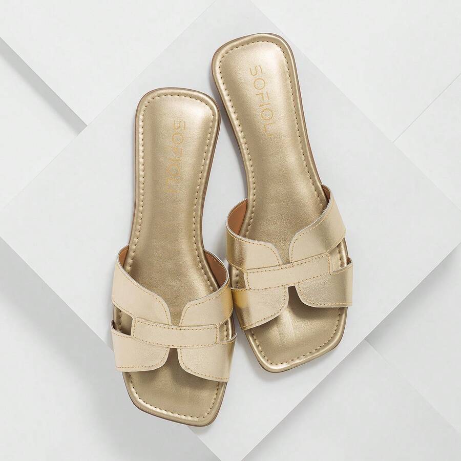 Women's Flat Sandals H Fashion Flat Summer Everyday Blogger Original - Vàng - Xem 1