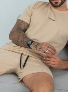 Men's Sweatshirt, Shirt And Bermuda Shorts Set - Beige - View 2