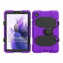 Funda para tableta para ipad y galaxy tab protección anti golpes y caidas grado militar con mica plástica frontal uso rudo - Morado - Ver 2
