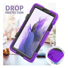 Funda para tableta para ipad y galaxy tab protección anti golpes y caidas grado militar con mica plástica frontal uso rudo - Morado - Ver 4