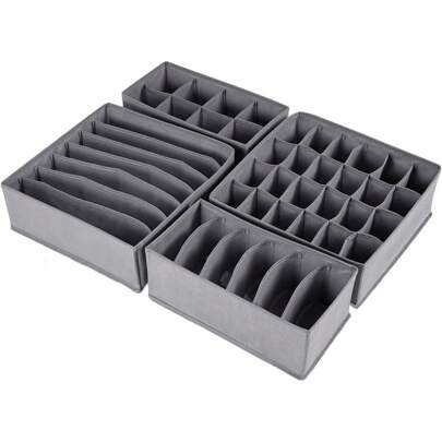 抽屉内衣收纳盒隔断织物可折叠梳妆台储物篮收纳盒和储物箱，用于存放胸罩领带内衣内裤袜子内裤腰带衣服围巾灰色房间装饰家居装饰卧室装饰连衣裙裤子鞋子牛仔裤靴子裙子卧室，收纳盒，收纳盒，家庭收纳，女式白色 T 恤，女式黑色裤子，女士冬装，连衣裙，女士冬装，优雅女装，女士白衬衫，长袖，女士白色连体裤，女士春装，女士春装，春季，春装，极简主义，夏季上衣