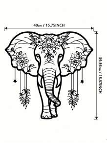 Decor de perete elefant de fier, design floral boho, agatat de perete pentru sufragerie, cadou creativ pentru uz casnic, decor pentru casă, decor de cameră, decor de perete