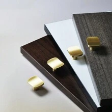 6pcs Premium Brushed Brass Cabinet Knobs & Pulls - Modern Design, Golden Hue, Pure Copper Handles For Dressers, Kitchen Cupboards & Furniture Closets