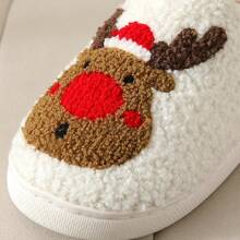 Pantoufles molles en peluche de renne de Noël d'automne/hiver, unisexe, chaudes, antidérapantes, pour couple, pour intérieur