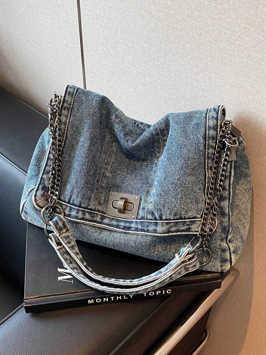 时尚女士手提包，大容量新款翻盖斜挎包，女士休闲手提包钱包带链条，通勤单肩包