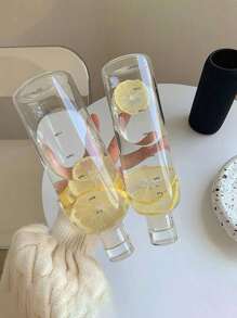 1 pieza Botella de agua transparente a prueba de fugas con marcas de tiempo - Hecho de material de policarbonato duradero, diseño portátil adecuado para viajes al aire libre y senderismo - Taza de hidratación elegante y conveniente para hombres y mujeres