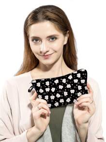 Cute Cartoon Teeth Print Makeup Bag Women Reusable Toiletry Bag Heart Design Storage Pouch Handbag Coin Purse Party Favor Gift School Pencil Case Dentist Gift