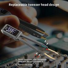 ZOYI 1 chiếc Đồng hồ vạn năng Mini Smart Tweezer Tự động đo: Độ tự cảm, Điện dung, Điện trở Máy kiểm tra ESR SMD Điện trở Điện dung Độ tự cảm Tính liên tục Kiểm tra Diode Công cụ đo lường - màu đen - Xem 5