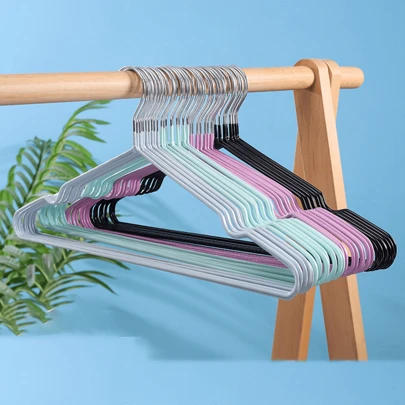 5pcs/10pcs Clothes Hangers With Non-Slip Design, 5pcs Pants Metal Hangers, Traceless Clothes Racks, Sturdy Heavy Duty Coat Durable Hangers, Household Clothes Drying Storage And Organization For Bedroom, Bathroom, Home