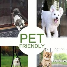 1pc Magnetic Self-Sealing Heavy Duty Screen Door, Magnetic Closure Keep Insects Out, Retractable Screen Mesh Sliding Door - Black - View 3