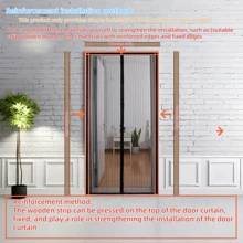 1pc Magnetic Self-Sealing Heavy Duty Screen Door, Magnetic Closure Keep Insects Out, Retractable Screen Mesh Sliding Door - Black - View 15