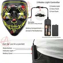 Máscara Luz Led La Purga Halloween The Purge Colores Calidad - Naranja - Ver 4