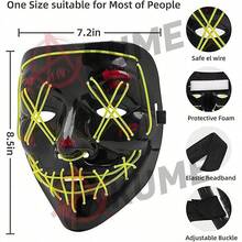 Máscara Luz Led La Purga Halloween The Purge Colores Calidad - Naranja - Ver 3