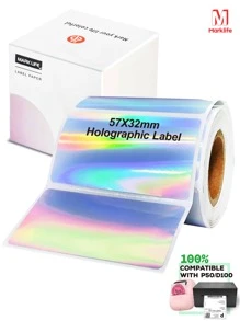 Marklife 2 英寸、1.96 英寸圆形/40X30 毫米/57X30 毫米/14X40 毫米方形全息热敏标签贴纸，圆形可打印彩虹闪光热敏打印机贴纸标签，用于礼品包装，自粘名称价格标签 DIY 定制徽标设计 - 彩色 - 查看 17