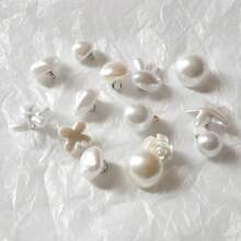 10/20pcs Faux Pearl Round Button, Asymmetrical Rabbit, Heart, Star, Flower Shaped Plastic Sewing Buttons DIY For Sweater, Cardigan, Dress, Blouse