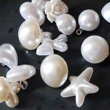 10/20pcs Faux Pearl Round Button, Asymmetrical Rabbit, Heart, Star, Flower Shaped Plastic Sewing Buttons DIY For Sweater, Cardigan, Dress, Blouse