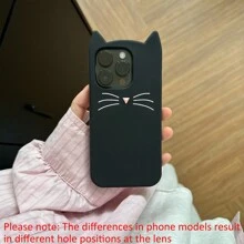 Apple Tier 3D Kätzchen Ohr iPhone 15 Pro Max Hülle, süße weiche Silikon Schutzhülle kompatibel mit iPhone 14/X/XS/XR/13/12, stoßfest, einfaches Design für Frauen, wasserdicht, kratzfest