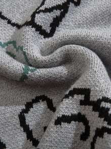 ANDREILEE Men's Long Sleeve Dinosaur Pattern Sweater - Grey - View 6